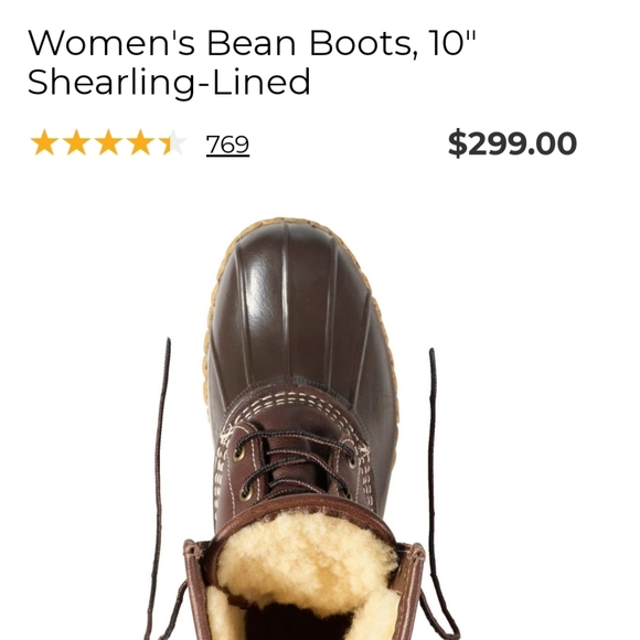 LLBean 10" Shearling Lined Bean Boot - Picture 9 of 9